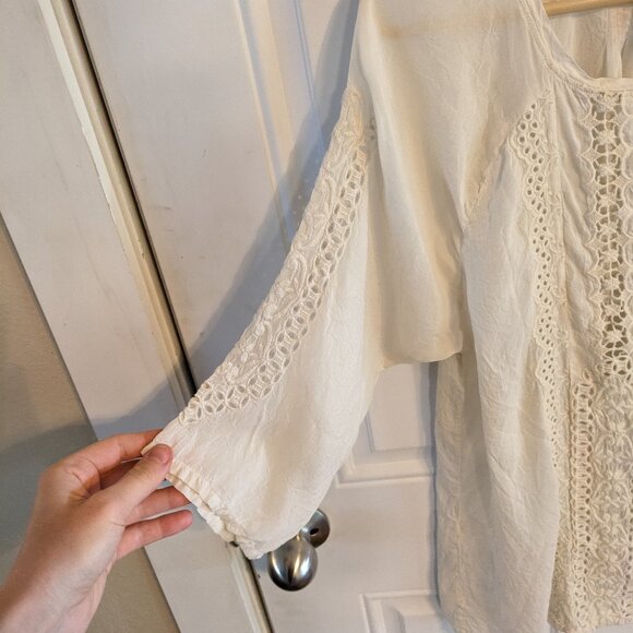 Johnny Was Collection "Liya" Georgette Tunic Blouse Embroidery Eyelet Sz Medium - Picture 5 of 13